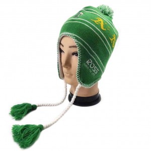 winter earflap acrylic knit beanie hat 