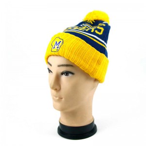 KIMTEX Wholesale high quality warm custom jacquard acrylic knitted winter hat with pompom