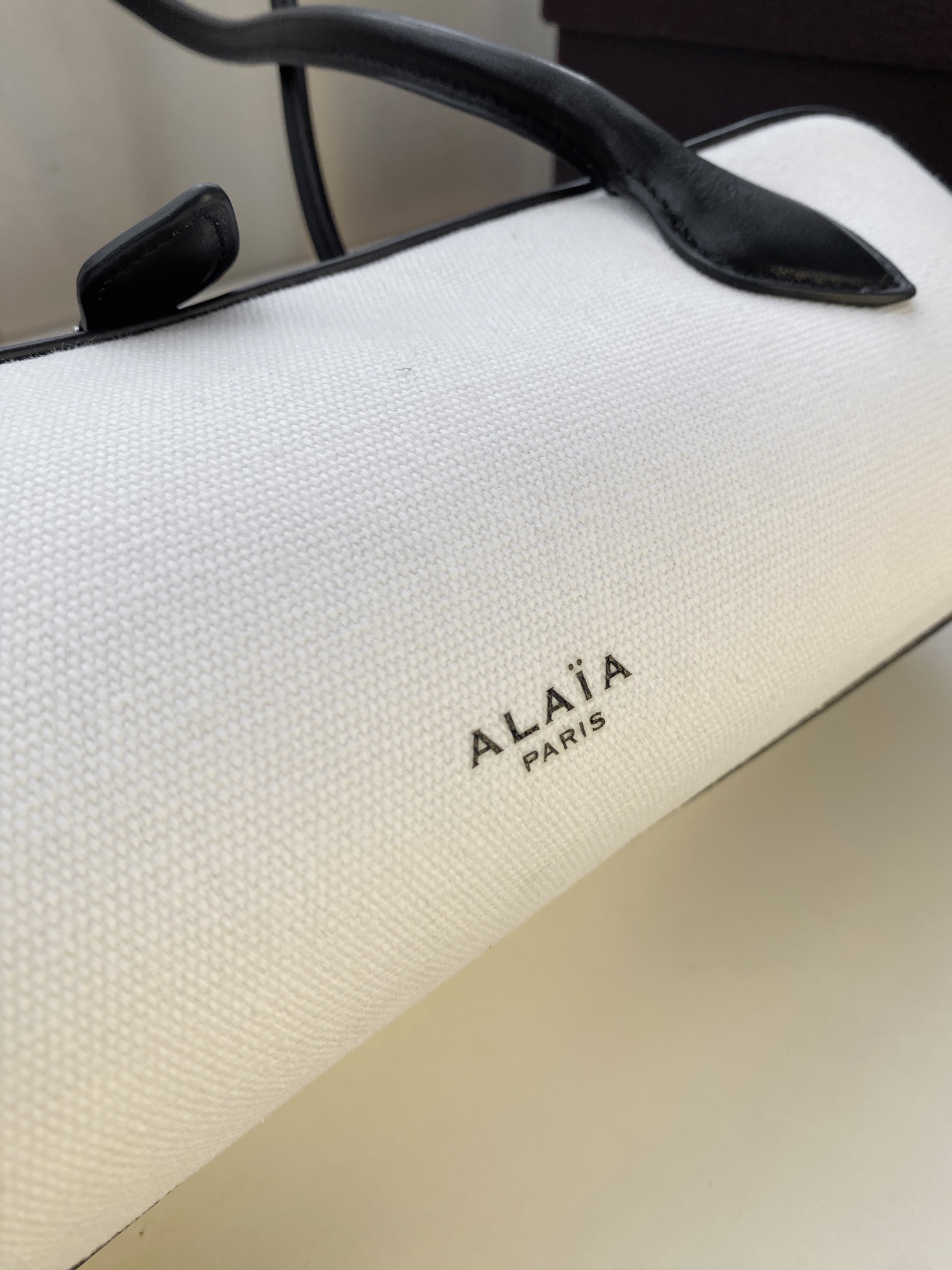 Alaia Women's Small Middle Le Teckel Canvas Leather Handle Shoulder Bag