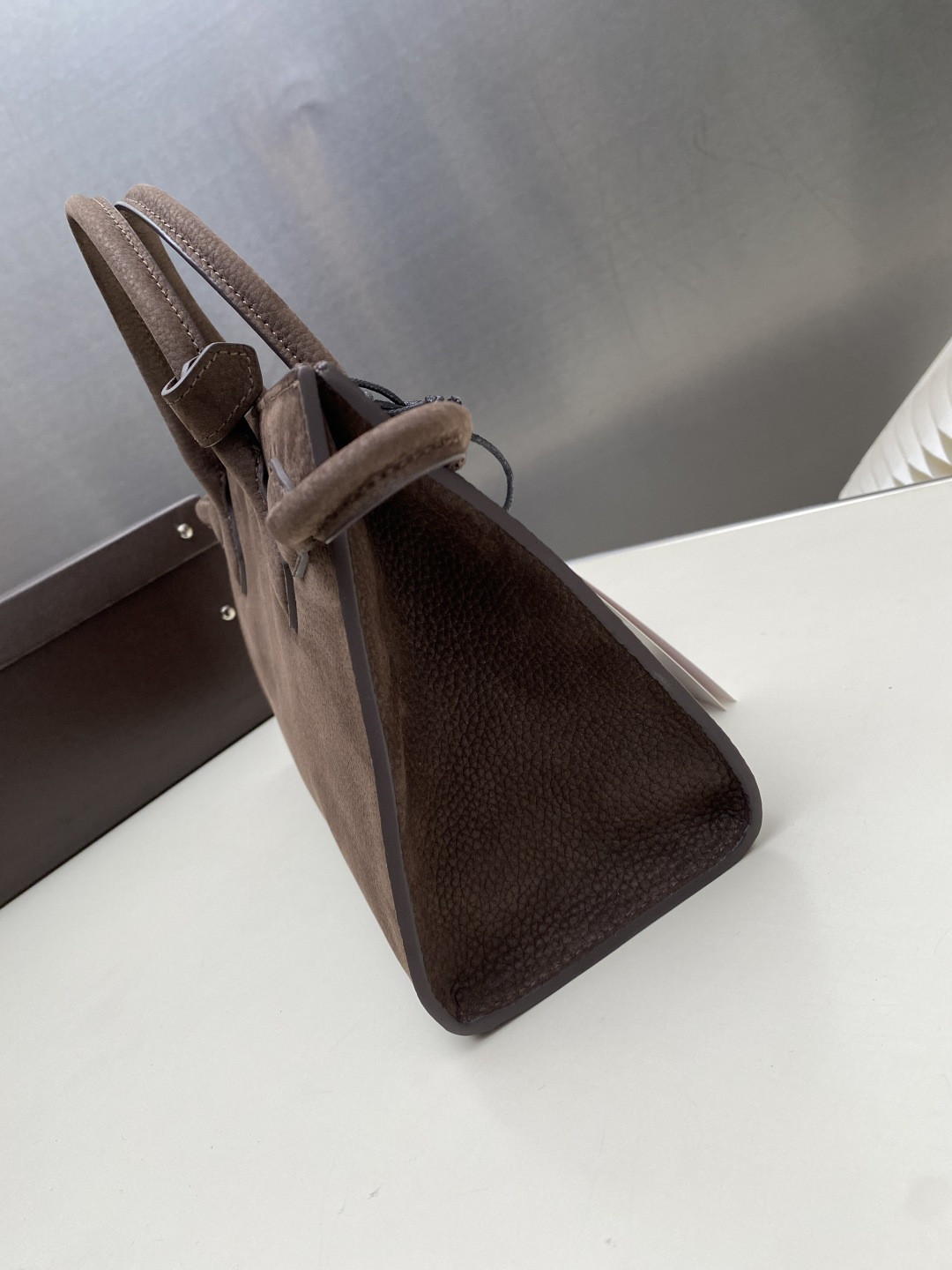 Alaia Women's Le Teckel Canvas Leather Handle Deep Brown Shoulder Bag 